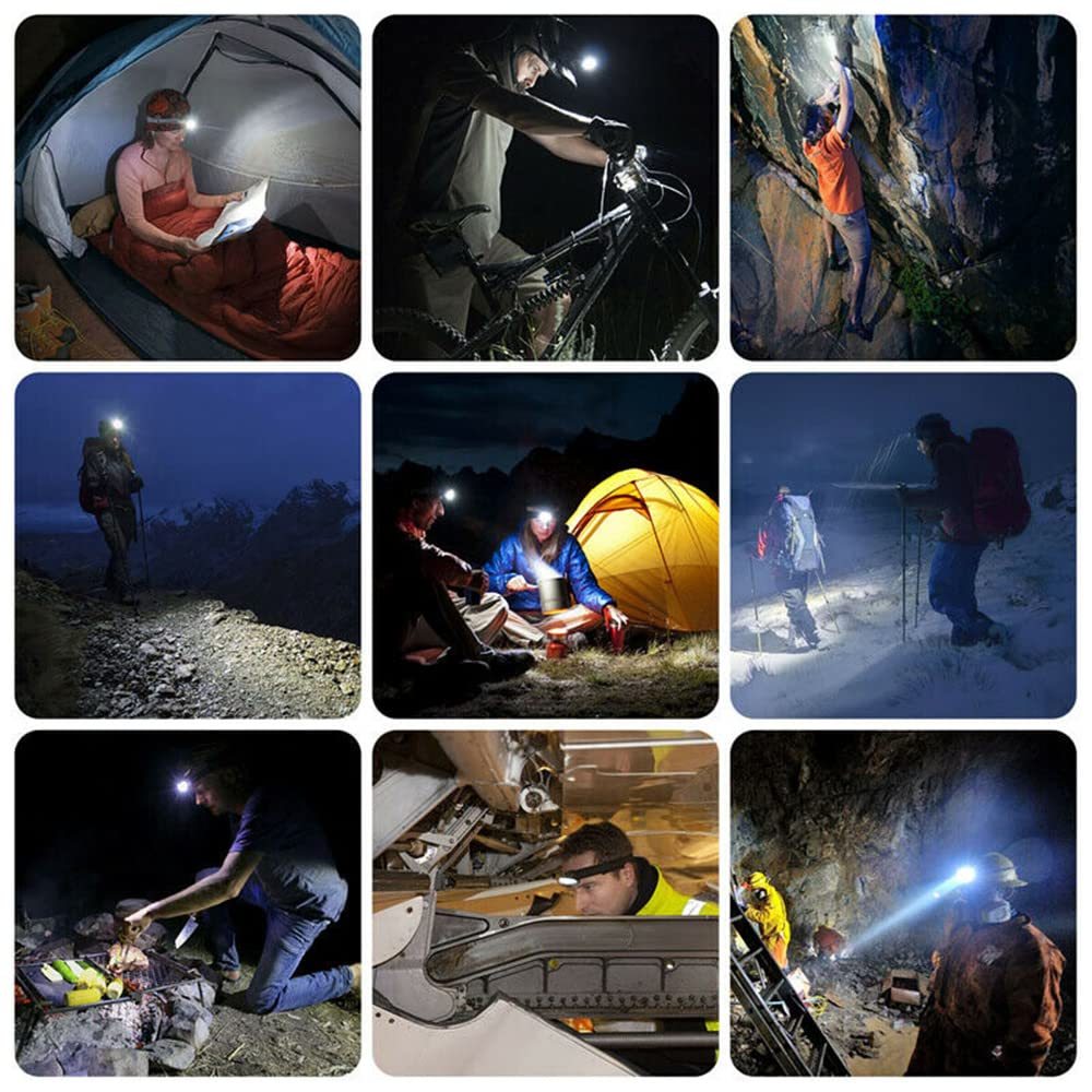 latarka czołowa LED, 10 000 lumenów ultralekka lampa czołowa ładowana przez USB, przełącznik czujnika ręcznego potrząsania, 3 tryby świecenia, wodoodporna IPX4