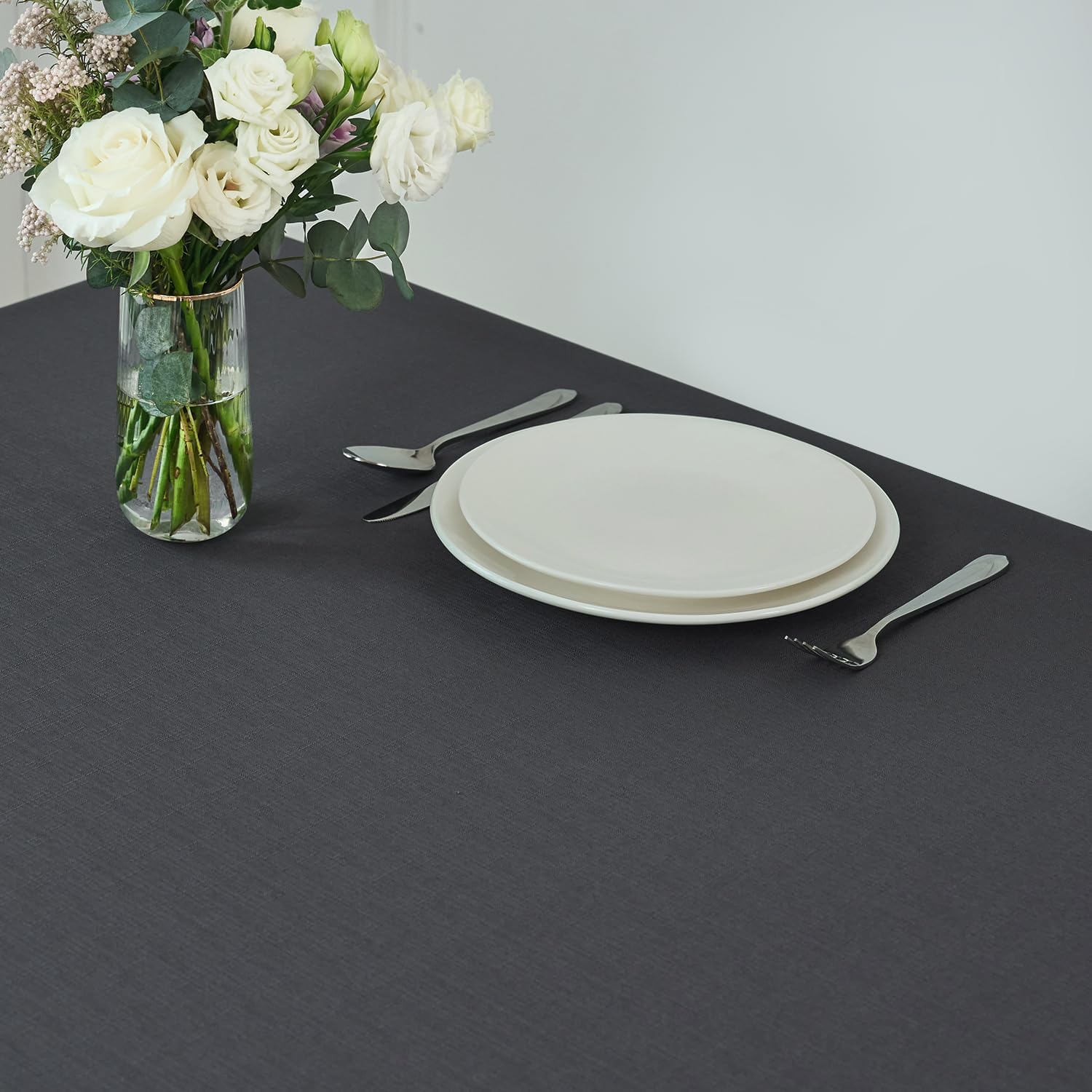 maxmill Square Tablecloth Slubby Texture Stain Resistant Waterproof Wrinkle Resistant Washable Soft Table Cloth, Decorative Fabric Table Cover for Dining Room Dinner, Parties, 52 x 52 Inch, Charcoal
