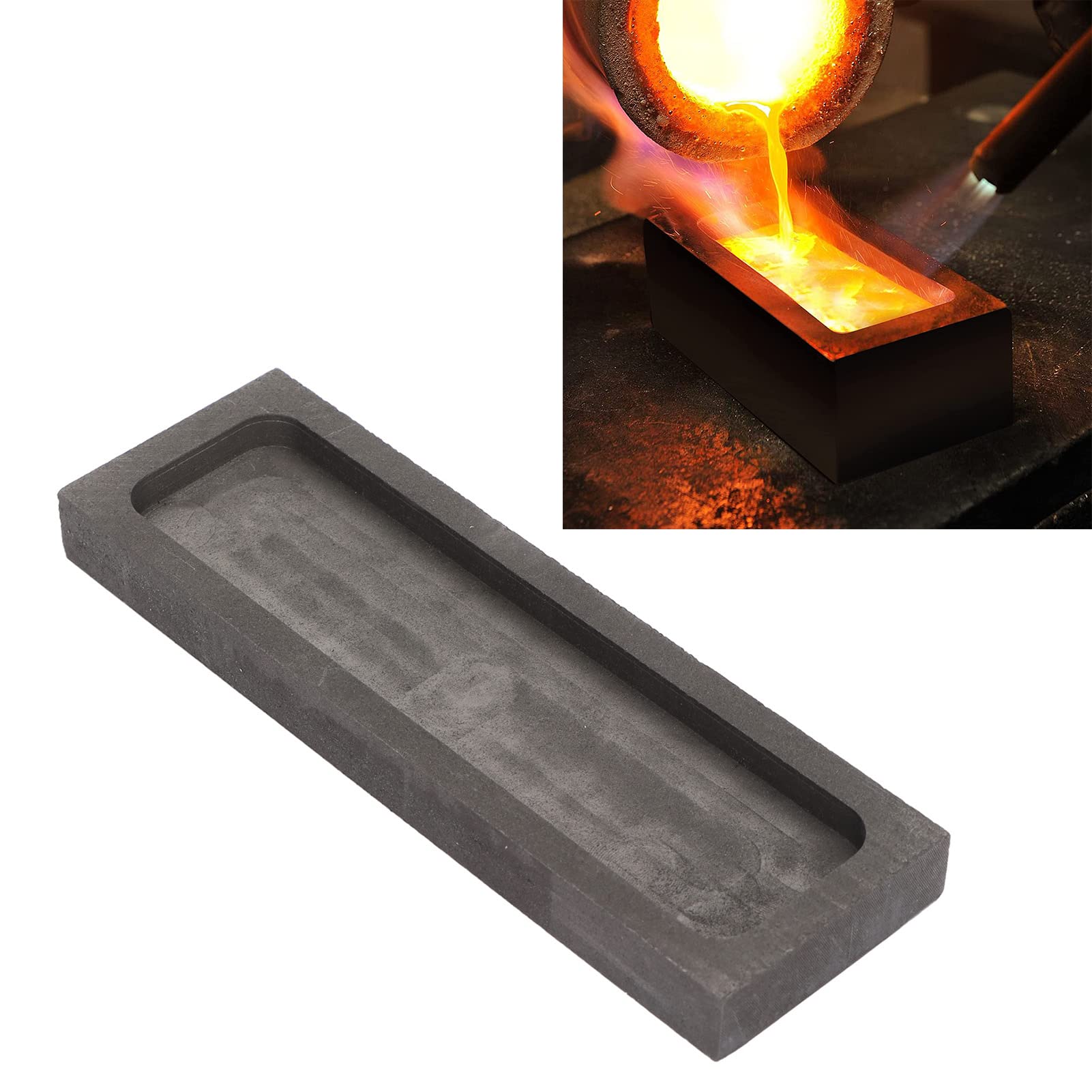 Molde para Lingotes de Grafito Dorado y Plateado, Molde para Lingotes de Grafito Rectangular con Alta Estabilidad TéRmica, para FundicióN, FundicióN, RefinacióN, Reciclaje