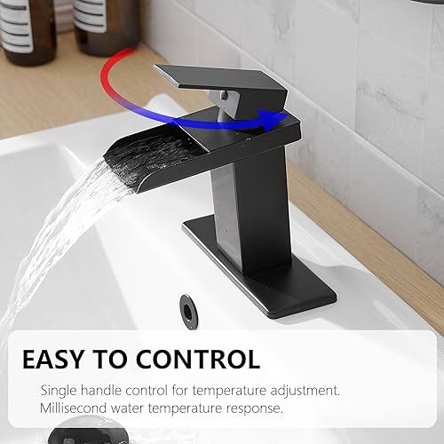 Miniatura 3 de Grifo monomando para lavabo (níquel cepillado), grifo para lavabo en cascada, mezclador, monomando.