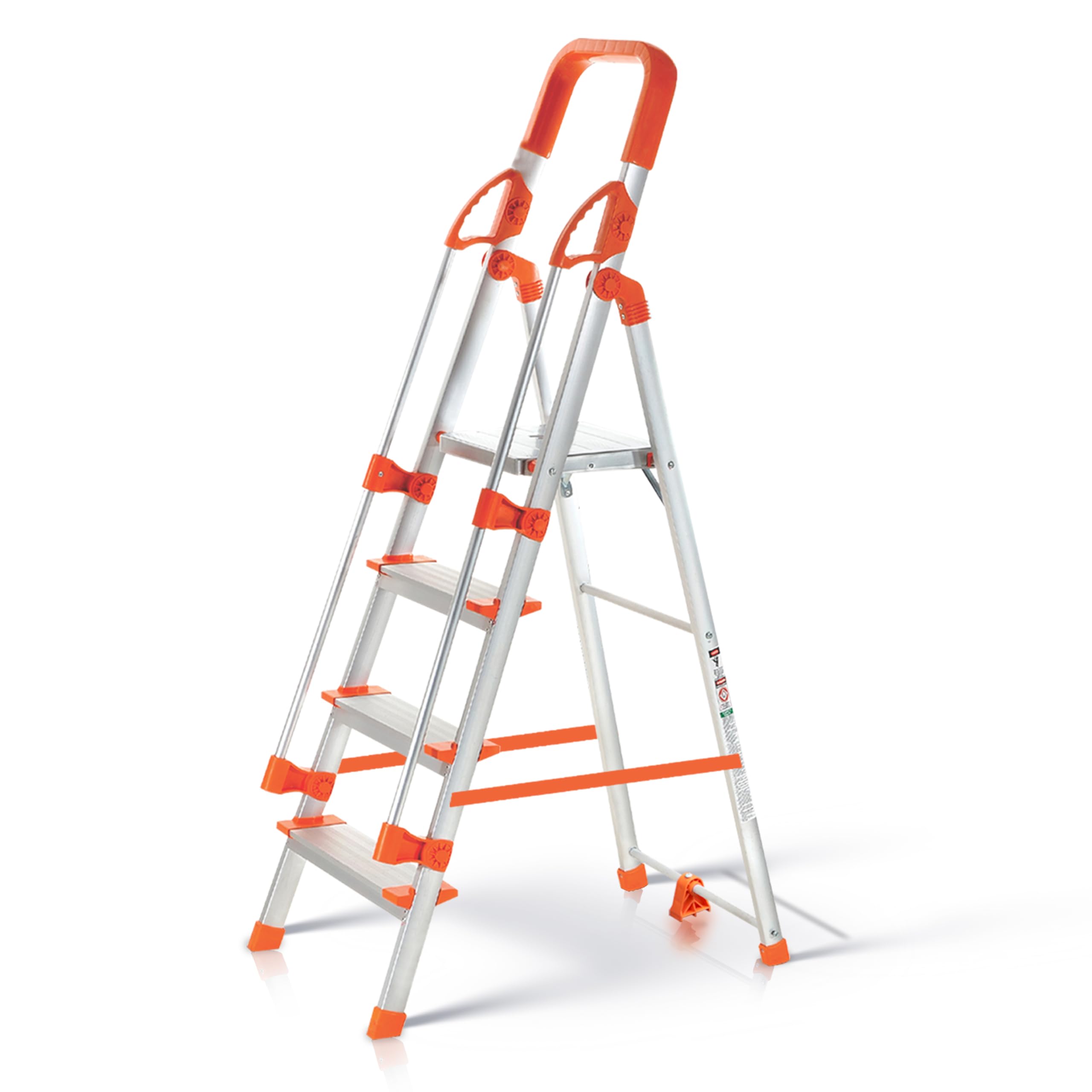 HOUZA Aluminium Ladder for Home 6 Steps Foldable with Railing & Anti-Skid Wide Steps | 6 Step Ladder for Home Use, Kitchen & Household | 250 Kg Load Capacity Folding Ladder | 5 Year Warranty (Orange) — Amazon image 23