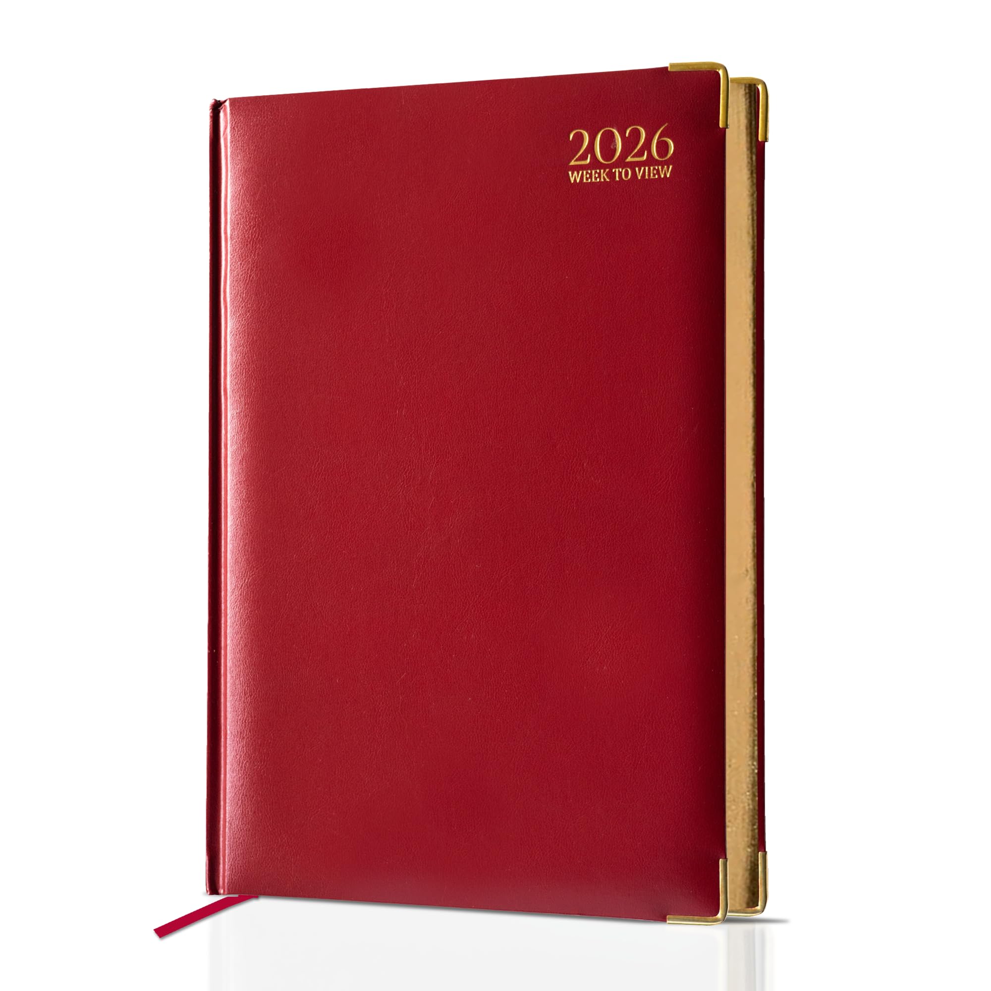 G4GADGET 2026 A5 Week to View Diary – Red | Weekly Planner with UK Holidays | Hardback Organizer | A5 Diary with Notes, Conversion Charts & International Info