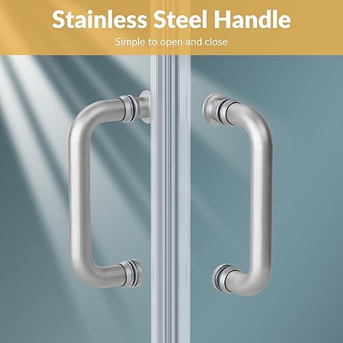 Miniatura 7 de ELEGANT Cabina de ducha esquinera para baño de 36 pulgadas de profundidad x 36 pulgadas de ancho x 72 pulgadas de alto, puerta de ducha corredera