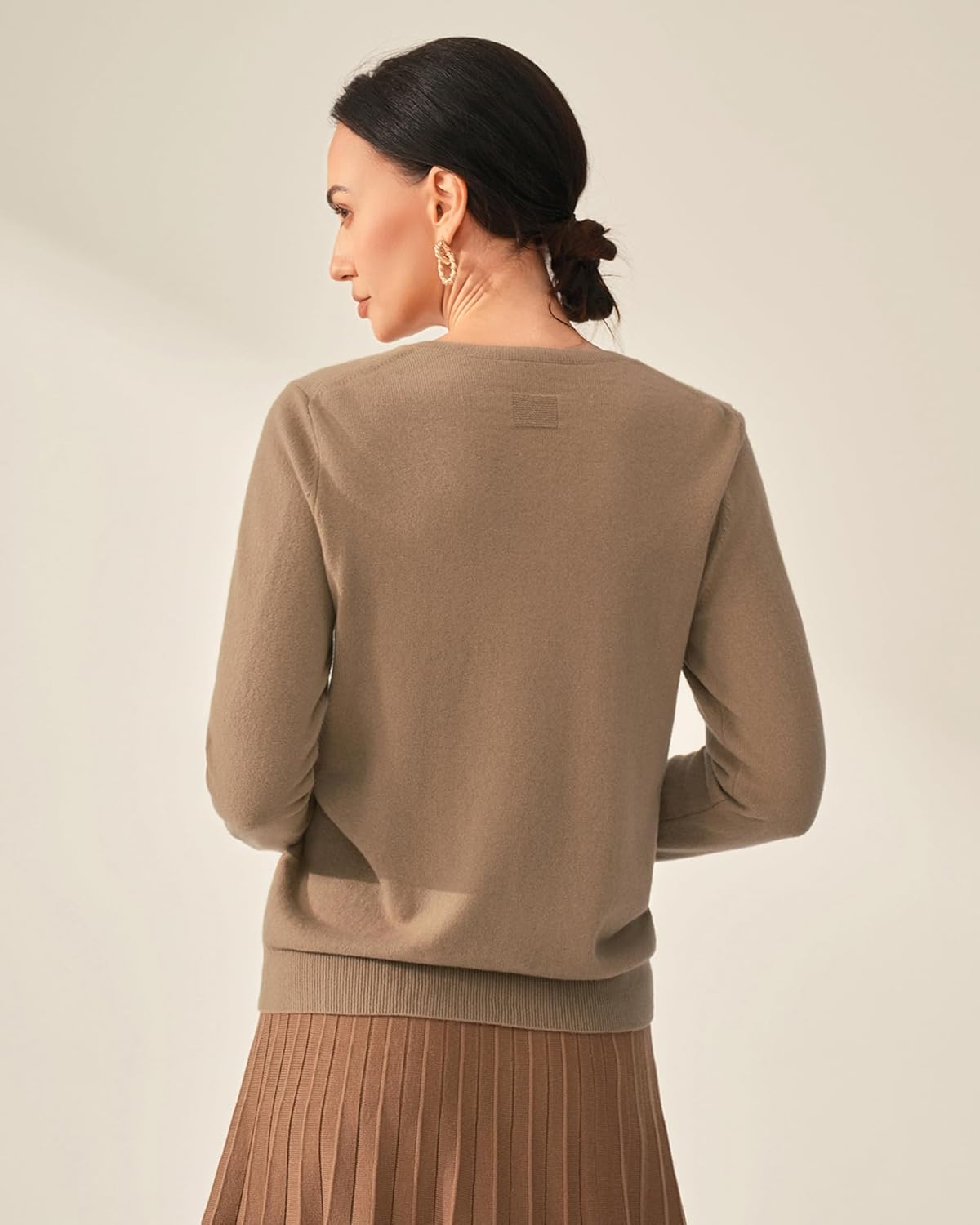 KVSS Women's 100% Pure Cashmere V Neck Sweater Long Sleeve Pullover Sweater for Women - Image 3