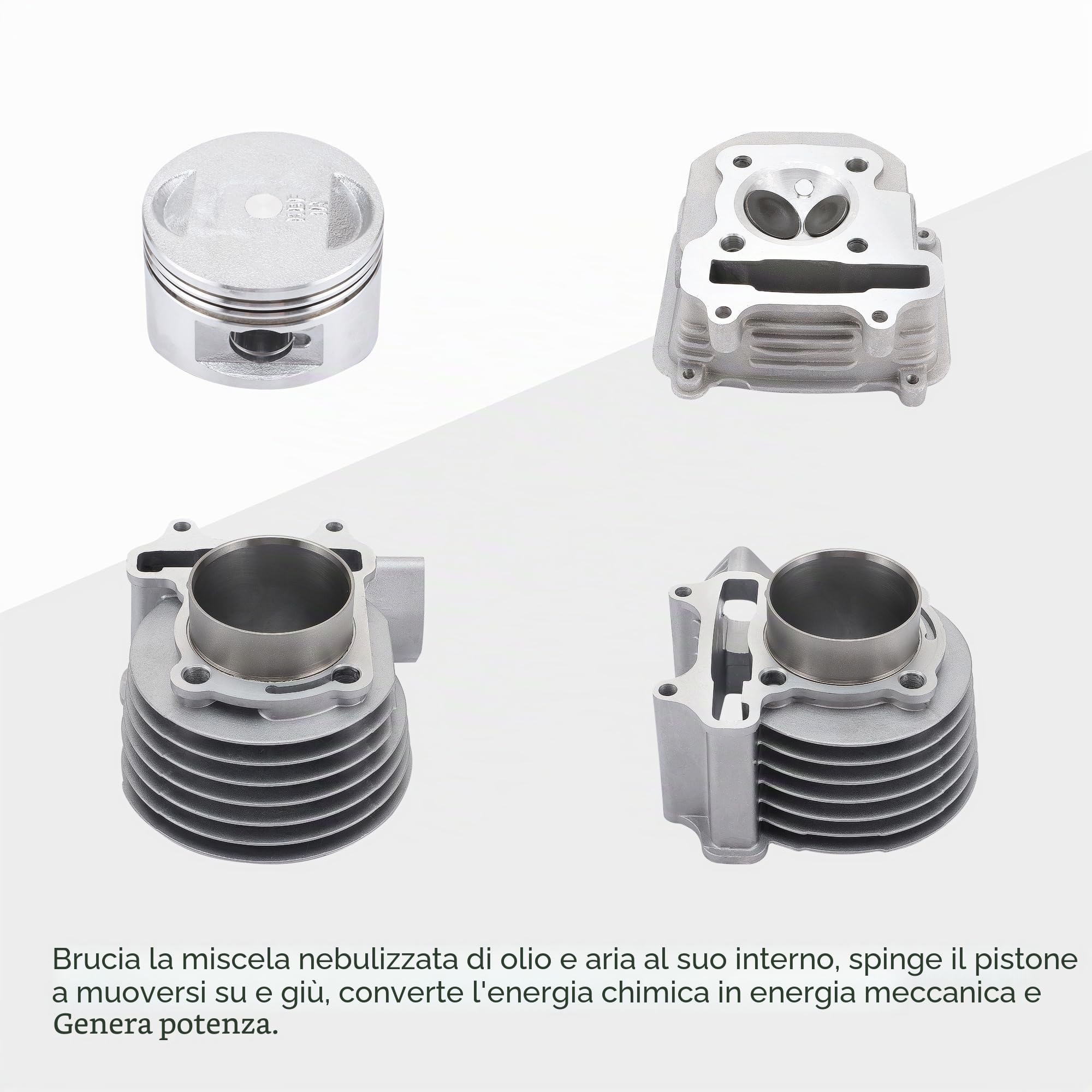 GOOFIT 57,4 mm Cilindro Motore Testine Cilindriche Guarnizioni Guarnizioni Pistone Kit GY6 4 Hub 125cc 150cc 150cc 157QMJ 152QMI Big Bore Kit Di Ricostruzione Testa Cilindro Sostituzione Per Taotao Quads Gokarts Moto Testa Scooter Cinese