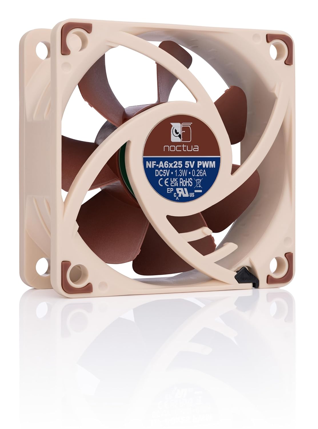 Noctua NF-A6x25 5V PWM, Premium Quiet Fan, 4-Pin, 5V Version (60mm, Brown) (Pack of 2)