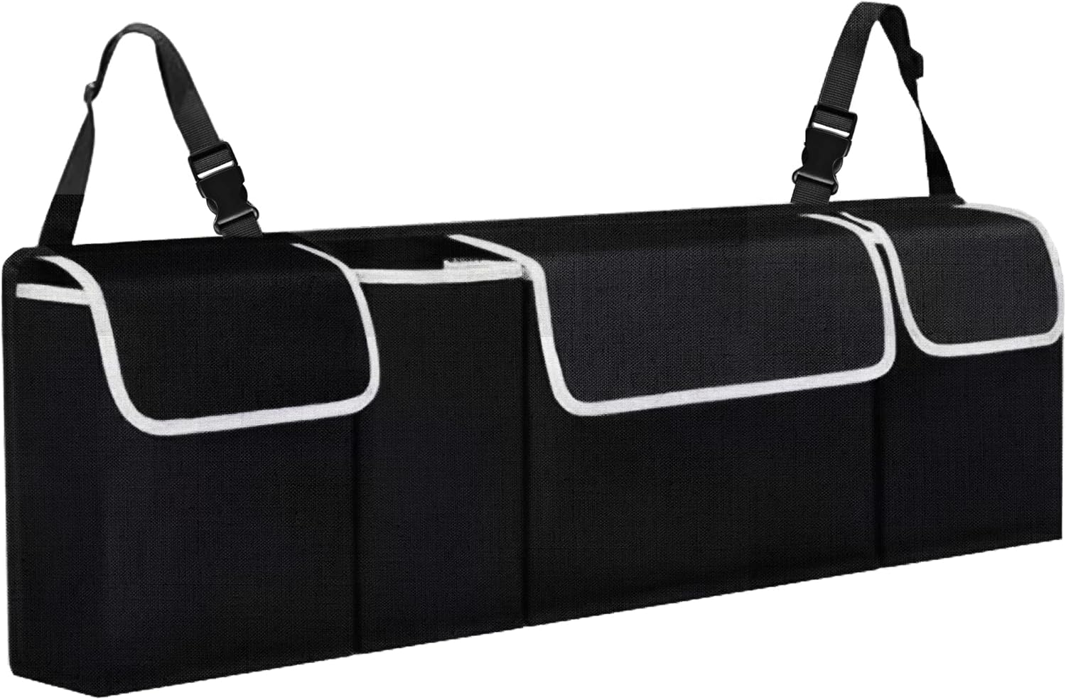 TANNESS Organiseur de siège de coffre de voiture avec sangles réglables – Accessoires de rangement – Protections de dossier de siège, rangement intérieur de voyage moyen et grand, filet pliable pour