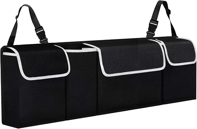 TANNESS Car Boot Seat Organiser with Adjustable Straps - Storage Accessories Organisers - Seat Back Protectors, Medium Large Interior Travel Storage, Foldable Cargo Net Car Backseat Cover Gadgets