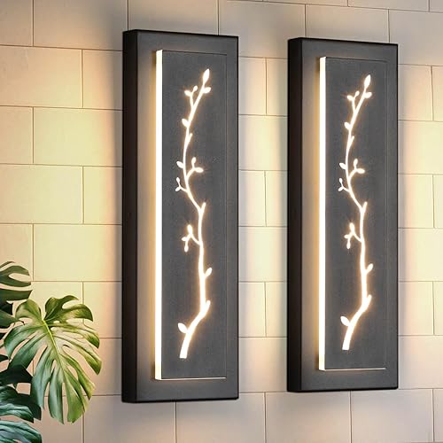 Miniatura 70 de tewei Aplique de pared moderno para exteriores de 23.6 pulgadas, accesorios de iluminación exterior LED negros largos, modernas luces grandes
