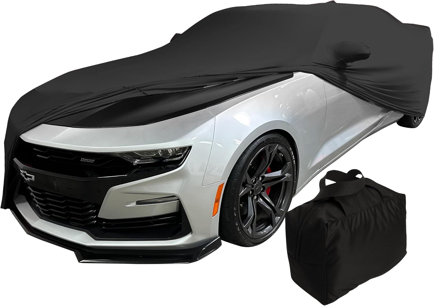 Ultraguard Stretch Satin Indoor Car Cover For 2010-2023 Camaro - Custom Fit, Black With Red Stripes - View #5