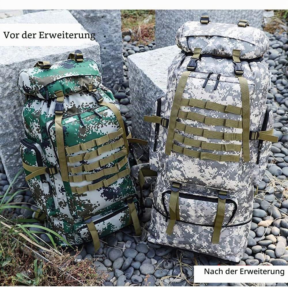 Groß Outdoor Rucksack 100L, Militär Taktischer Rucksack Herren, Wasserdicht Große Kapazität Wanderrucksäcke Army Rucksack Militär Backpack für Camping Travel Bushcraft Wandern Jagd Bergsteigen