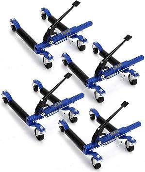 Wheel Dolly Jack Set of 4, 1500LBS Capacity Mechanical Car Wheel Dolly with Steel Twin Rollers, Heavy Duty Rollers with Foot Pedal for Tire Auto Repair Moving