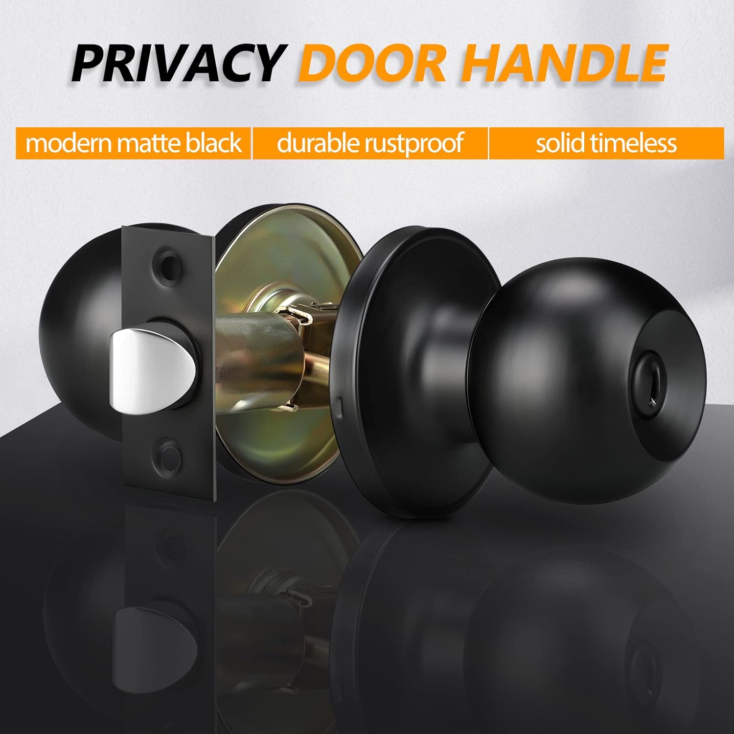 LEIFIDE 15 Pack Door Knobs for Interior, Matte Black Door Knobs Interior, Doorknob with Lock for Bedroom Bathroom Classroom Office