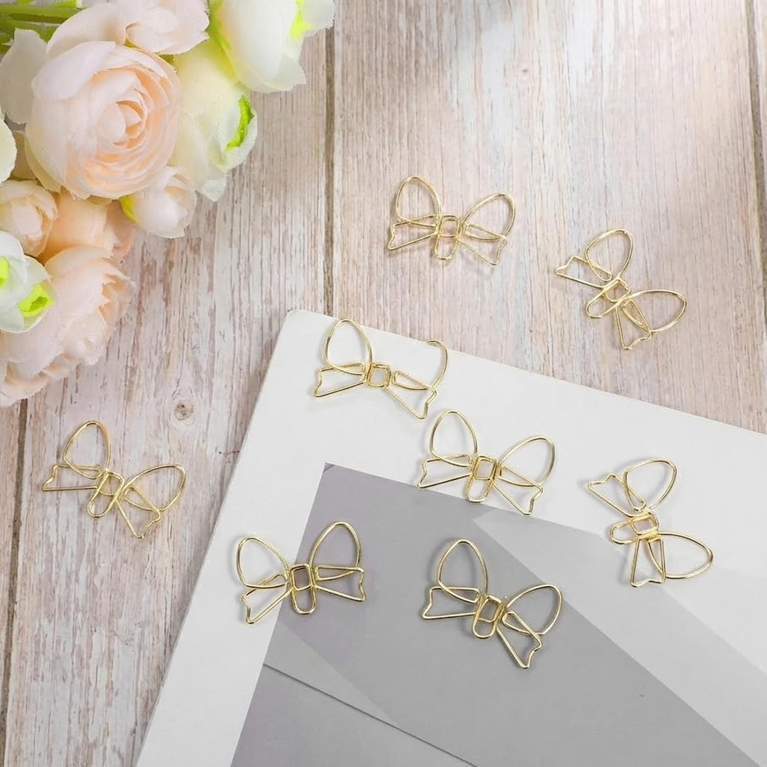 100 Pcs Cute Bow Shape Paper Clips, Gold Bowknot Paper Clips image 5