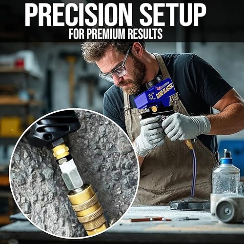 Vista 9 de LE LEMATEC Kit de pistola de chorro de arena de alimentación por gravedad, AS118 - para proyectos de bricolaje ligeros, limpieza de manchas