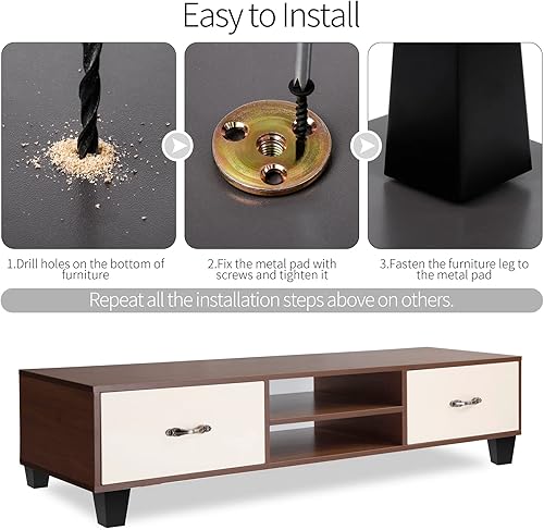 Miniatura 4 de TURSTIN Juego de 8 patas cuadradas de madera maciza de 3 pulgadas para sofá, patas de repuesto para sofá, patas de muebles de mediados de siglo para