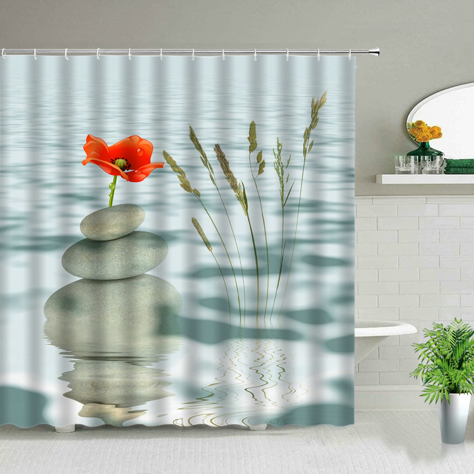 VEKETE Tenda Doccia Personalizzata 3D In Poliestere - Rosa Vintage Con Rose E Farfalle, Impermeabile E Antimuffa (90x180 Cm, Personalizzabile) - 3
