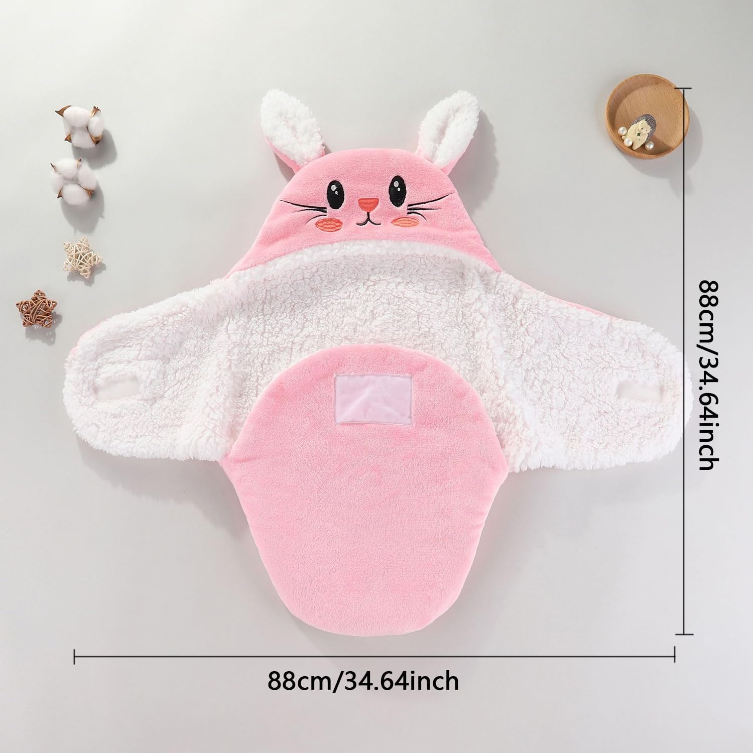 Swaddles for Newborns,Personalized Baby Sleep Sack,Infant Cute Plush Receiving Blanket 0-6 Months for Girl Boy (Pink Rabbit)