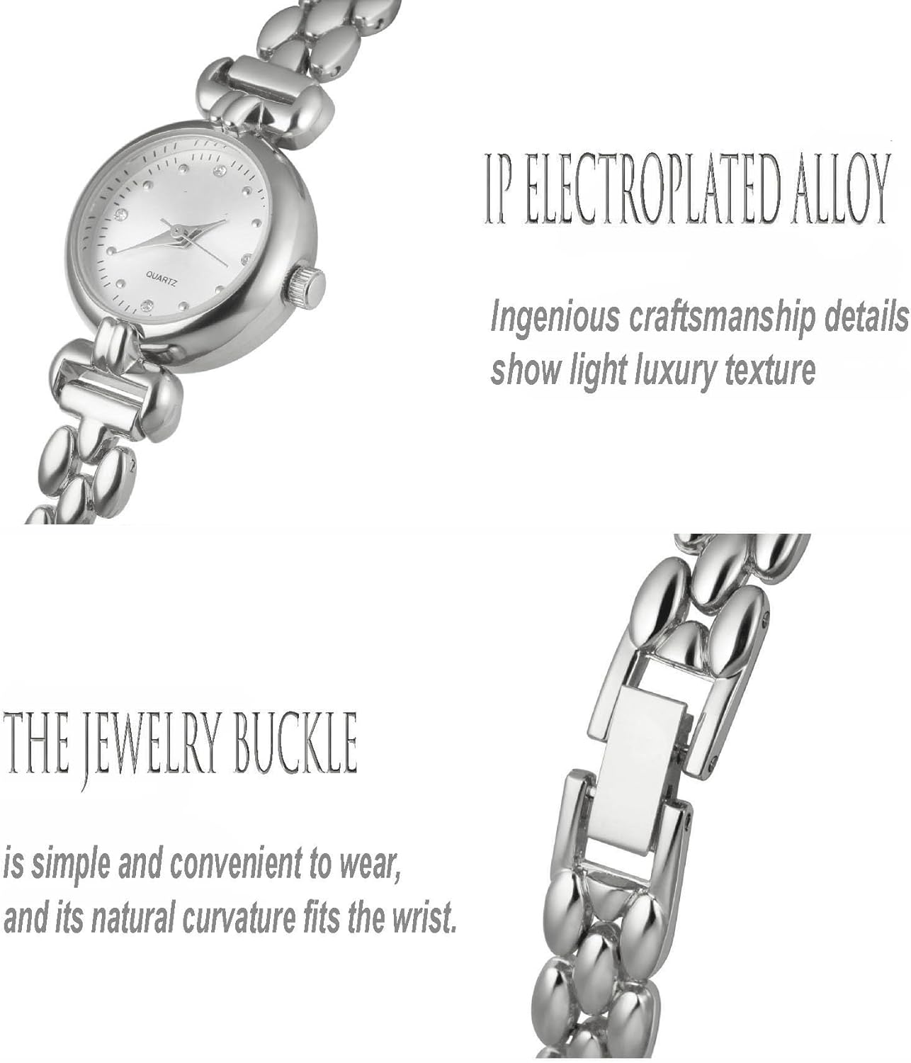 ADSBIAOYE Petite Womens Round Simple Wrist Watch Fashion Dress Diamond Female Watches for Ladies Analog Quartz Stainless Steel Waterproof Watch - Image 3