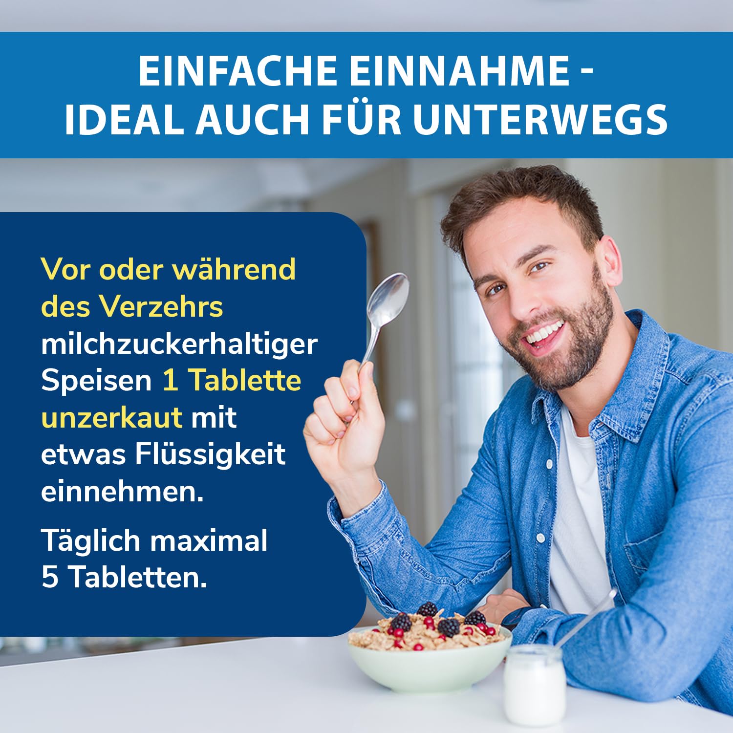 tetesept Laktase 13.000 & 22.000 - Laktasetabletten bei Laktoseunverträglichkeit - Nahrungsergänzungsmittel mit Sofortwirkung & 6h Langzeit-Depot - 4 Dose à 40 Stück