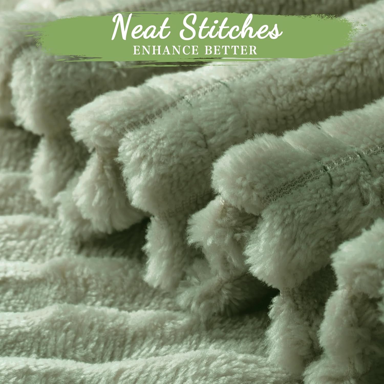 Buryeah 12 Pcs Flannel Throw Blanket Bulk 50 x 60 Inch Wedding Throw Blanket Soft Lightweight Winter Blankets with Striped Ribbed for Sofa Room Couch Donation Homeless Gifts (Sage Green) 12 Sage Green