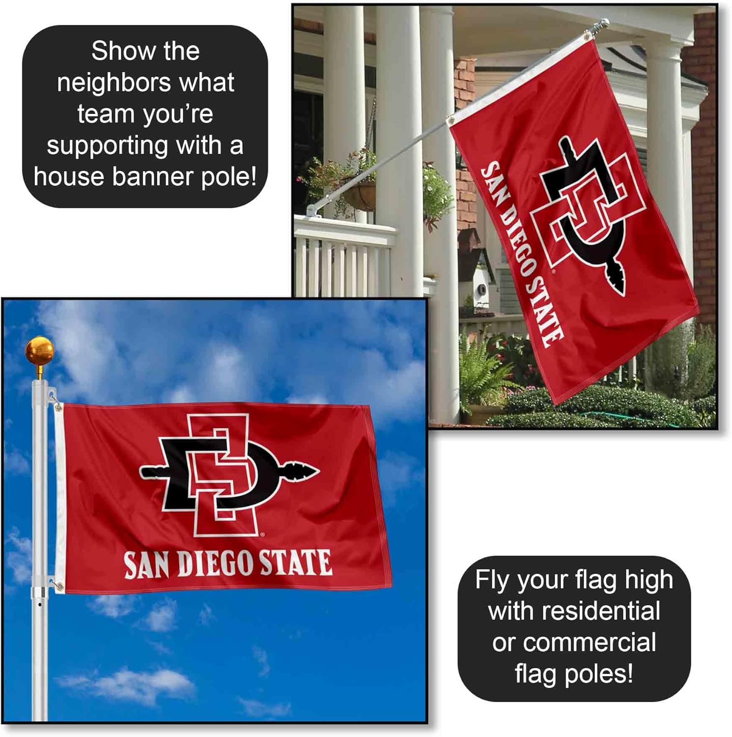 College Flags & Banners Co. San Diego State Aztecs New Red Large Grommet Banner Flag