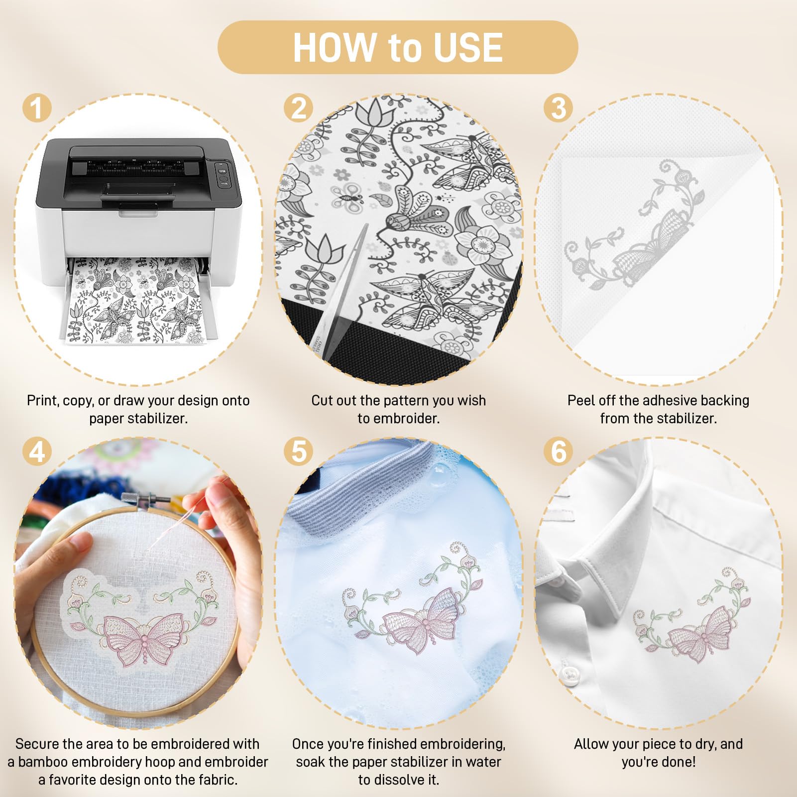 10 Fogli Stabilizzatore Ricamo Idrosolubile A4 - Autoadesivo Per Ricamo A Mano E Macchina - Foto 6