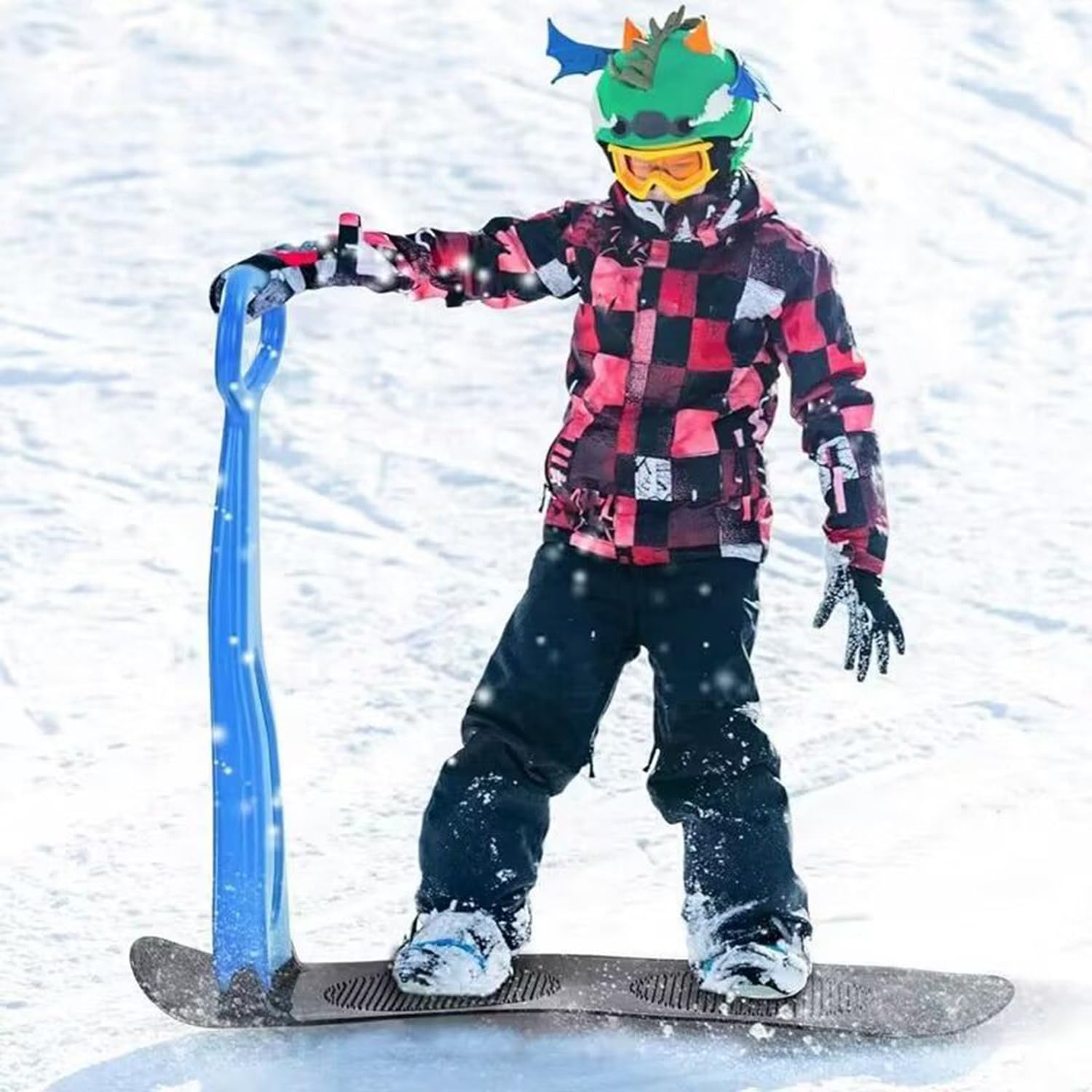 Bob Schlitten, robuster Kunststoffrodel Mit Brems, Kinderschlitten, Einfacher Steuerung Zipfelbob, Zusammenklappbare, Bis 100Kg Belastbar, Für Kinder Und Erwachsene, Outdoor Wintersport
