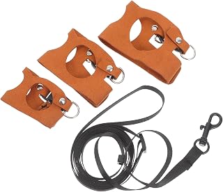 ARTIBETTER Lizard Harness and Leash Set Adjustable Reptile Vest with Lead Rope Brown 3 Vests and 1 Safety Leash for Outdoor Walking and Small Exotic Pets