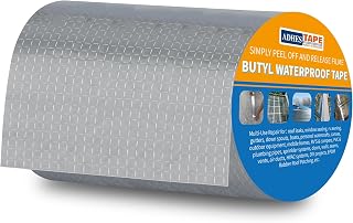 ADHES Butyl Tape Waterproof Tape, 8in x 16ft, Aluminum Foil Tape Butyl Sealant Tape for RV Repair, Window, Boat and Pipe Sealing, Glass & EDPM Rubber Roof Patching(Model:RA100-1,Glue Color:White)