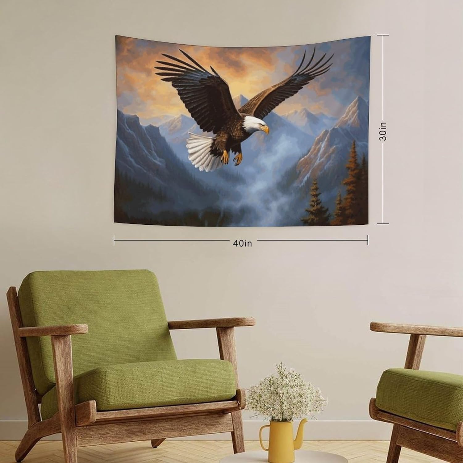 Buyidec American Bald Eagle Tapestry Wall Hanging Art Deco Tapestries for Bedroom Living Room Dorm