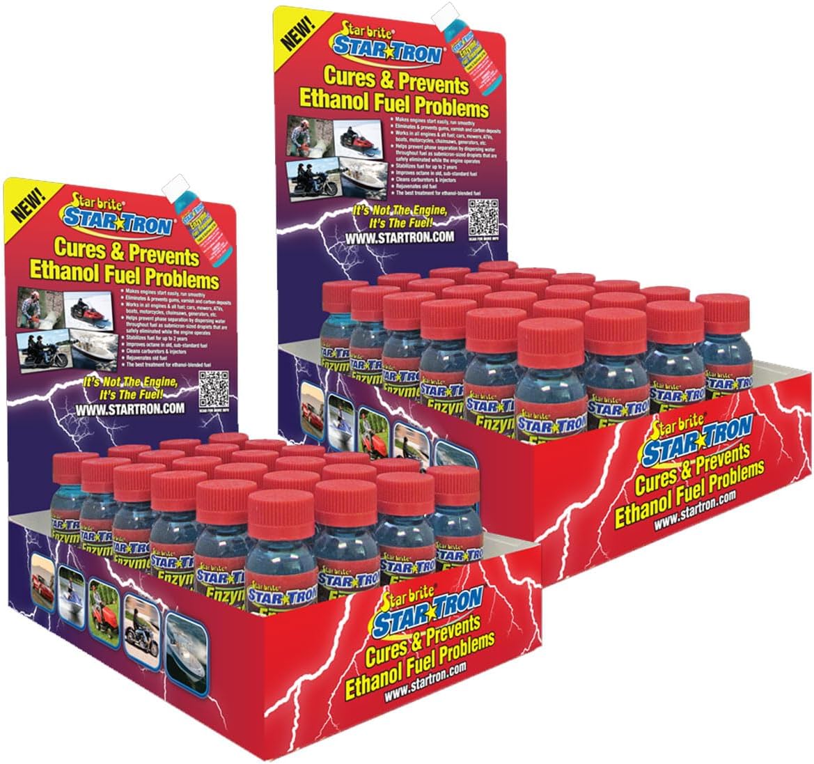 StarBrite 2 Pack StarTron 24 Pack Display Enzyme Fuel Treatment Small Engine Formula 1 oz Bottles, STA-14324