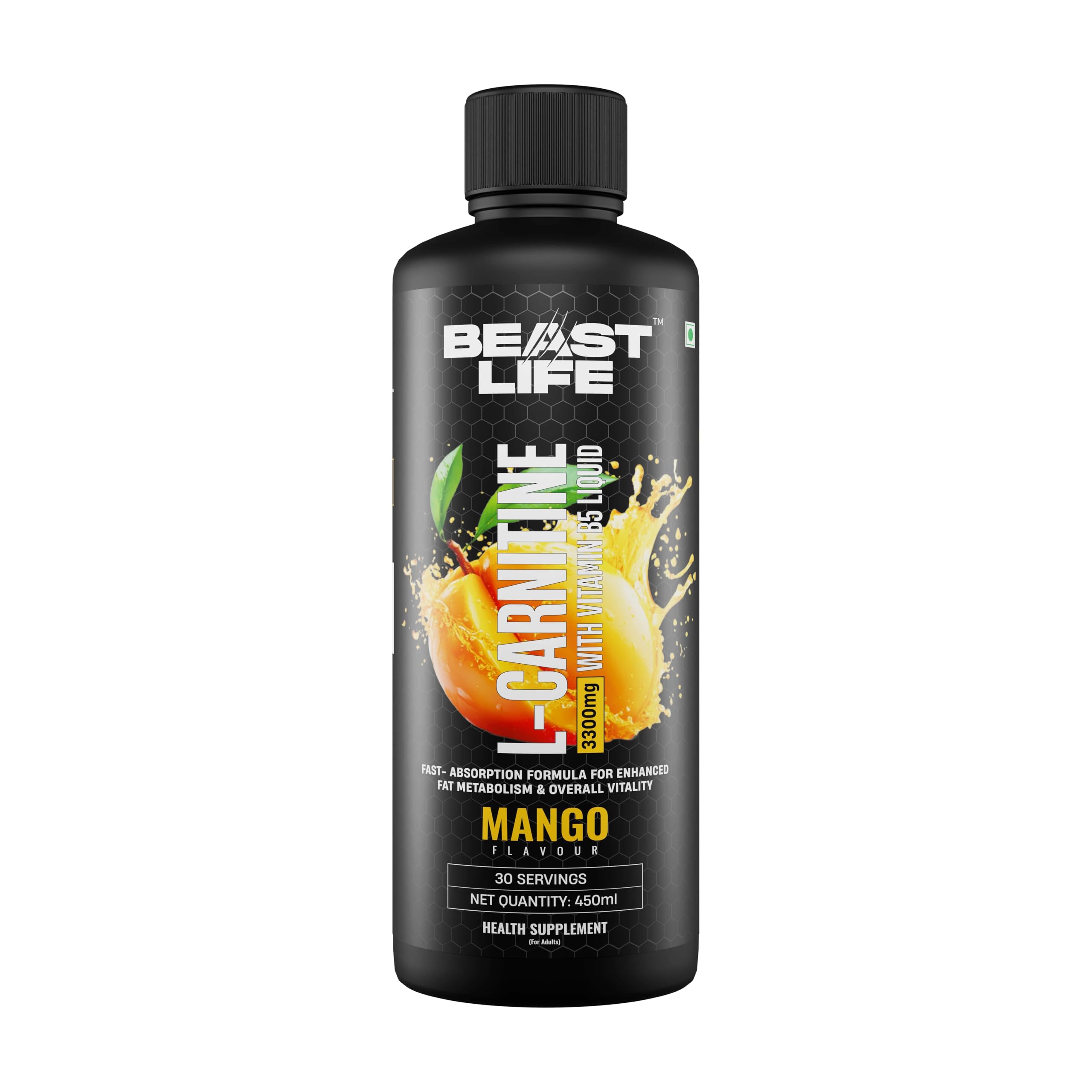 BeastLife L-Carnitine Liquid | 3300mg (Mango Flavor, 450 ml, 30 Servings) Converts Fat to Energy | Triple Strength Formula | Supports Weight Loss | With Vitamin B5 | No Added Sugar-image-16