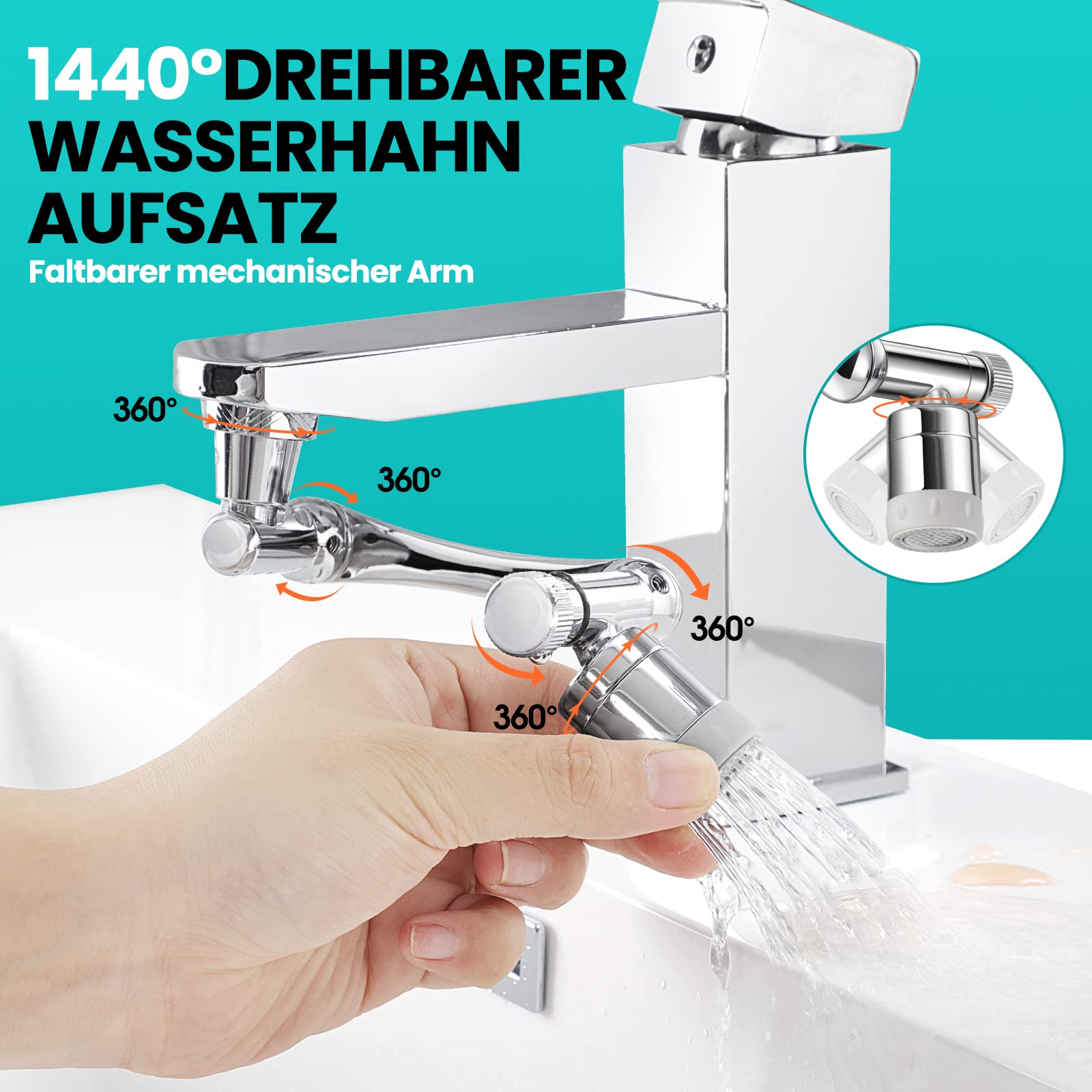Vinabo 1440 ° Robinet à Rallonge Rotatif Multifonctionnel,2 Modes