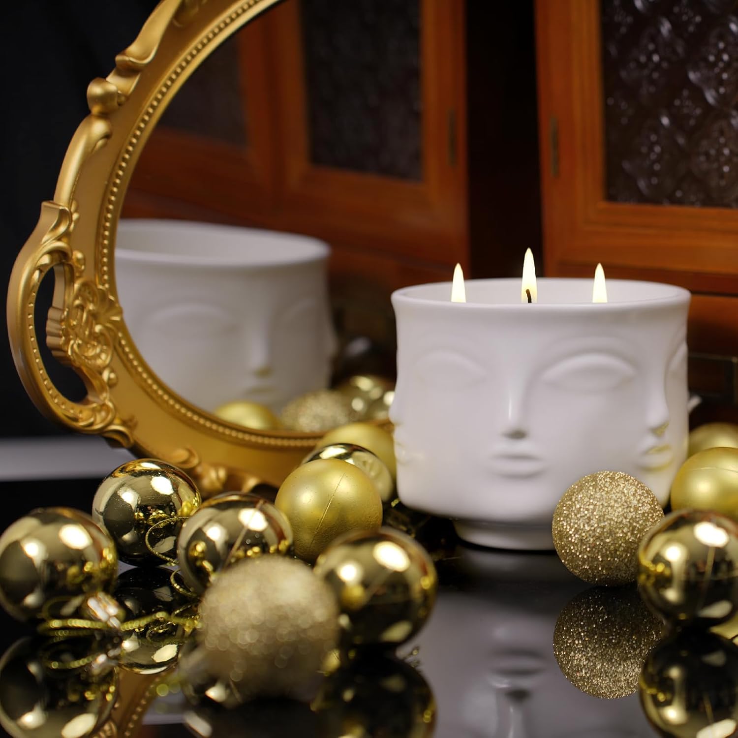Viyffo 20oz Large 3 Wick Decorative White Ceramic Jar Scented Candle – Vanilla Dreamscape & Fresh Spice, Non Toxic Soy Candle, Luxury Home Fragrance for Women, Elegant Spring Décor & Unique Gift
