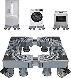 洗濯機 台 キャスター付き 8足4輪 かさ上げ台 嵩上げ 防水パン 洗濯機置き台 スライド台 ブレーキ付き 360度回転 長さ調節 幅/奥行:45cm~68cm 昇降可能 減音防振 耐荷重500kg