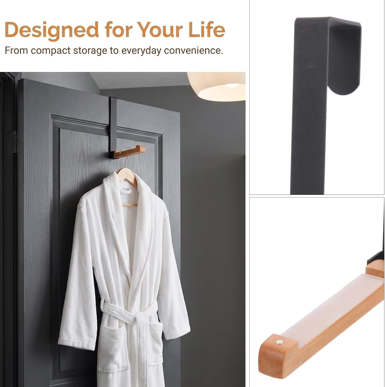 2pcs Foldable Over Door Drying Rack with Non Slip Strap, Black