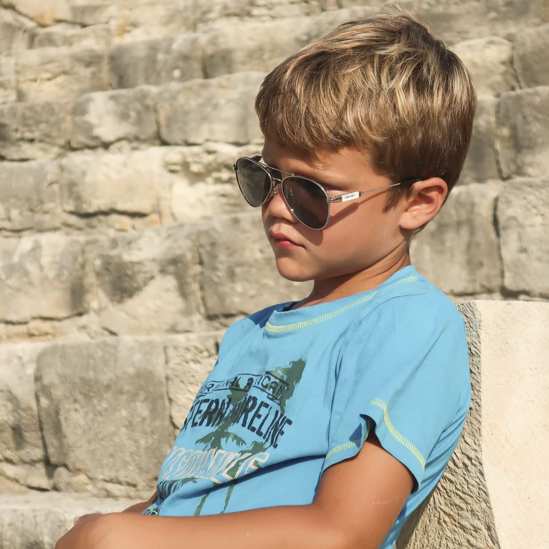 ActiveSol Kinder-Sonnenbrille Iron Air, 6-12 Jahre, Piloten-Design