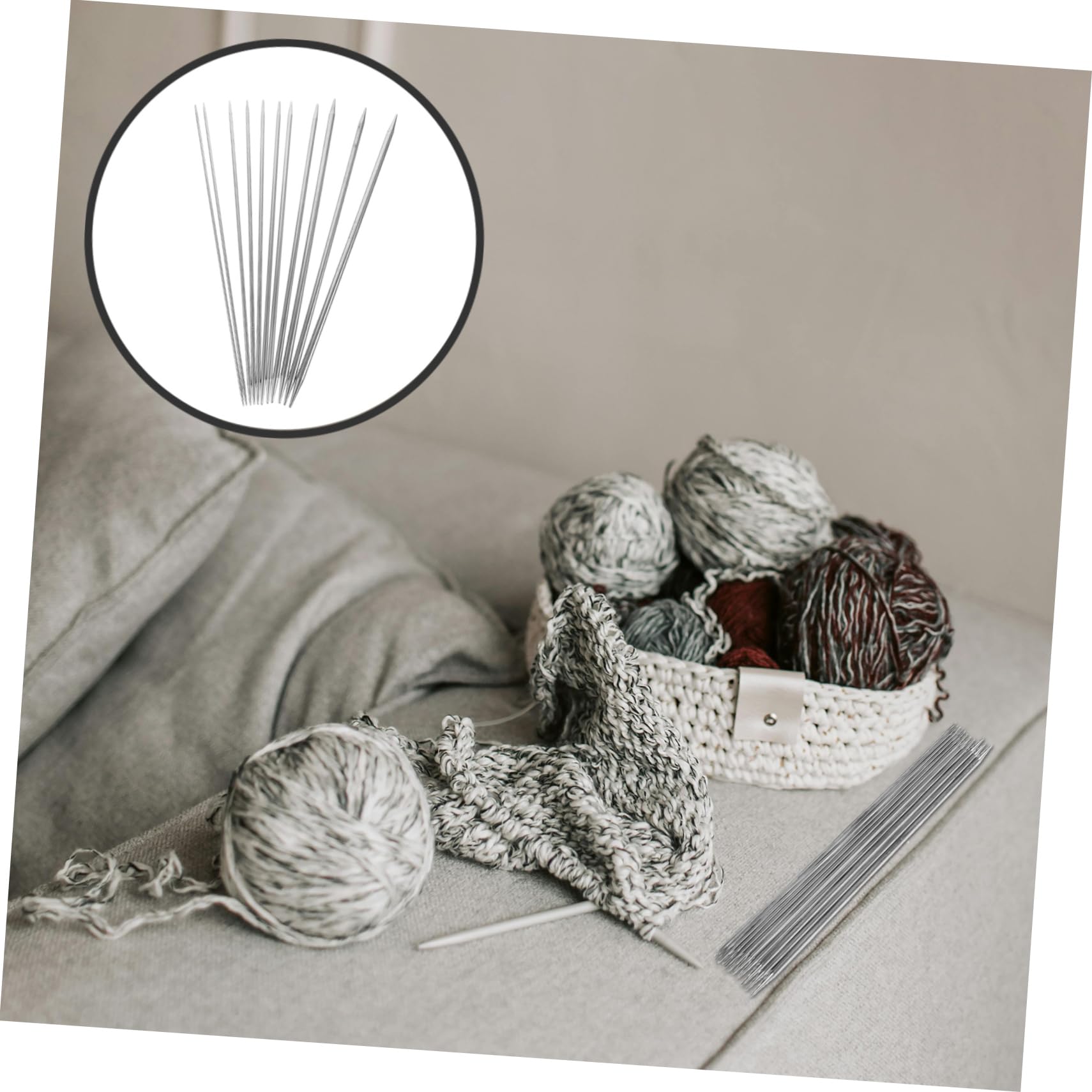 SHINEOFI Lot De 5 Aiguilles À Tricoter En Acier Inoxydable 10 Tailles Pour Tricoter Des Pulls 44 Pièces X 5