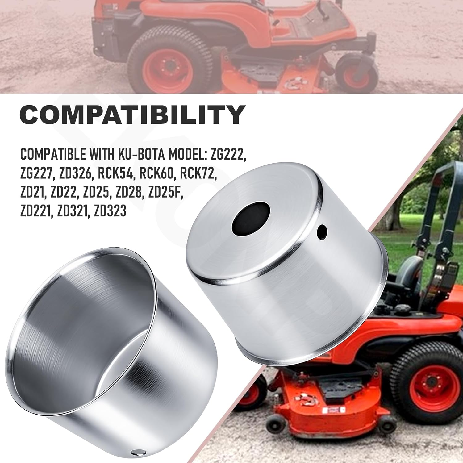 6 Pack K5651-34350 Mower Deck Blade Bolts, Blade Washers and Dust Cover Cap Kit Compatible with Ku-bota ZG227 ZG222 ZD326, Replace K5651-34352 K5647-34312 K5651-34350