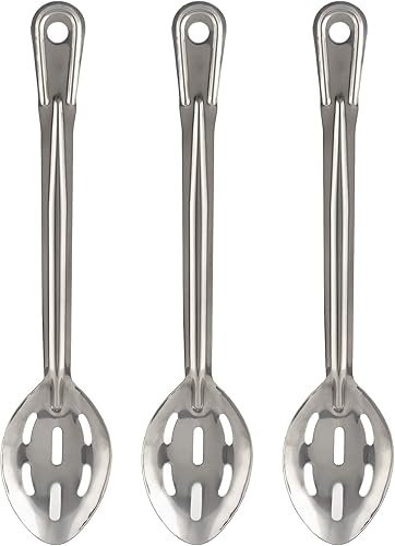 Cuchara perforada de acero inoxidable - Cucharas ranuradas para servir para restaurante - Cuchara comercial grande de metal para cocinar 3 piezas