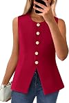 BTFBM Summer Sleeveless Blazer Vest for Women Dressy Button Down Round Neck Business Casual Outfits Work Suit Vests Tops