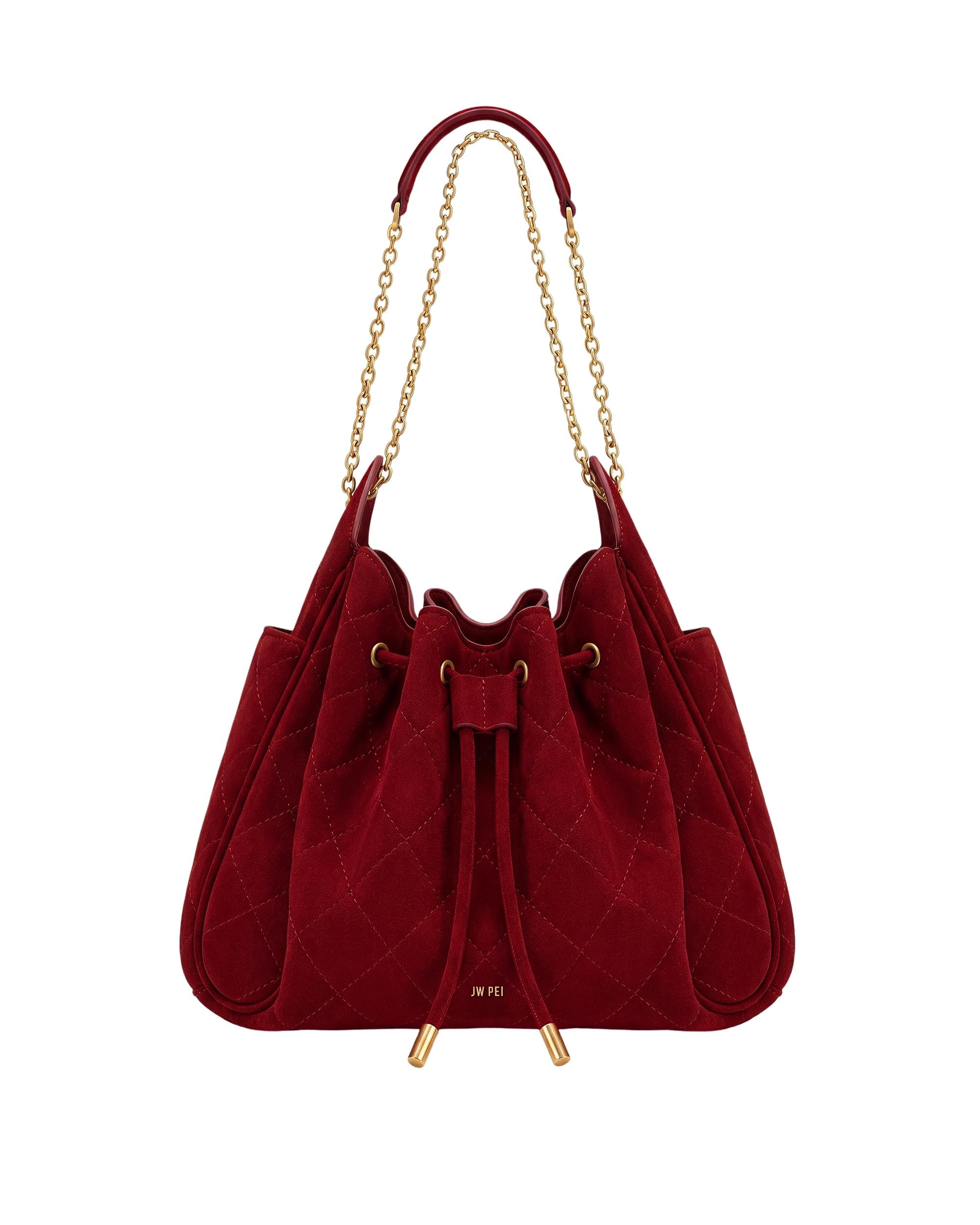 JW PEI Women's Rowan Ruched Drawstring Chain Bucket Bag