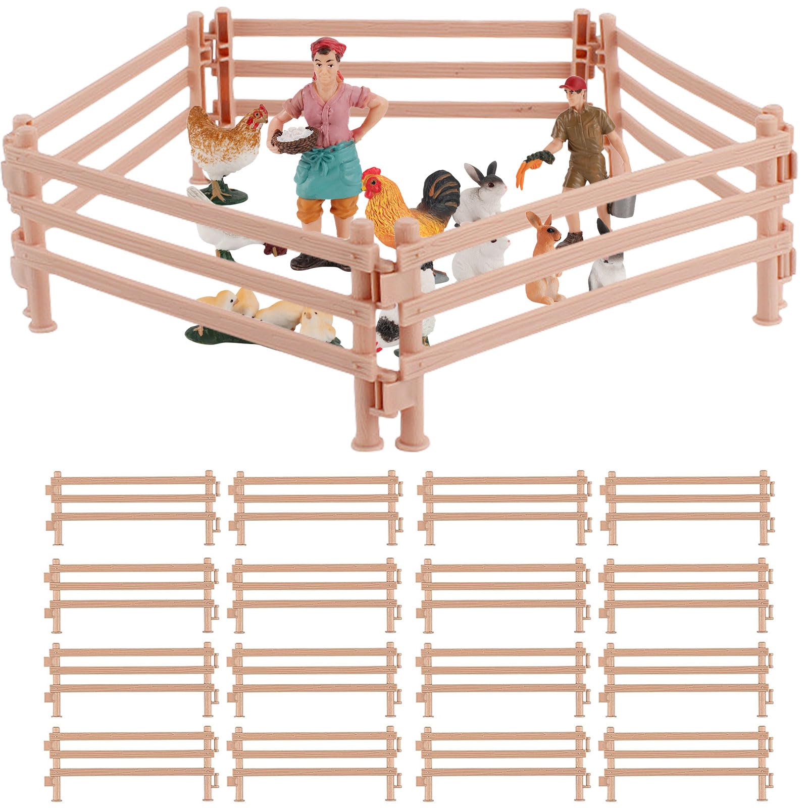 Leonshco – 40 Clôtures De Ferme Pour Chevaux + 4 Guirlandes LED – Jouet De Construction Modulaire – Déco Scène Miniature