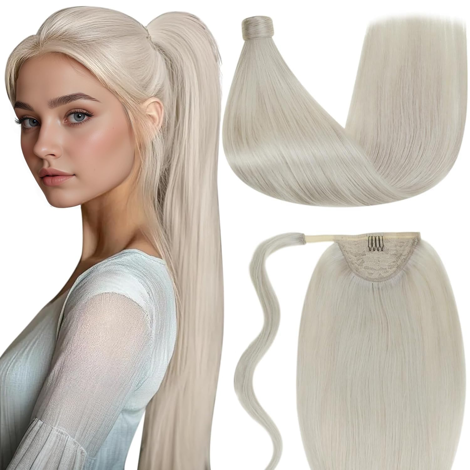 LaaVoo Wire Hair Extensions Human Hair 18 Inch Medium Brown Wire Human Hair Extensions Light Brown Human Hair Extensions Long Straight Hair 86g — view 32