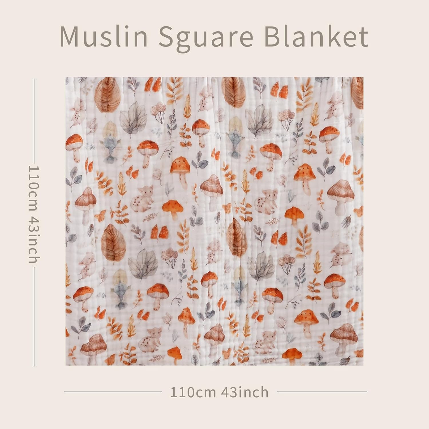 Muslin Swaddle Blankets 6-Layer Cotton Baby Blankets for Boys & Girls 43"X43"Inches Receiving Blankets,Soft Skin-Friendly Baby Crib Blanket(Autumn Forest) - Image 2