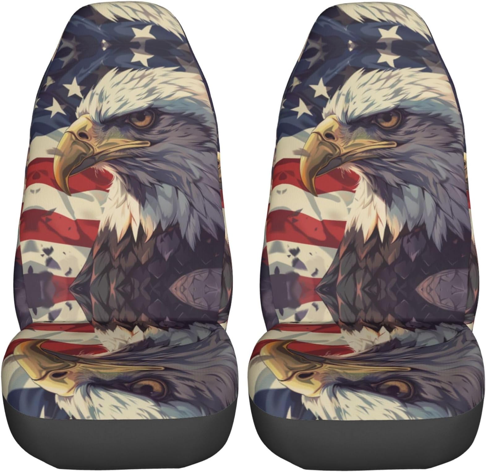 American Flag Eagle1 Car Seat Covers Set 2 Pcs Auto Interior Car Accessories Protetors Car Mat Covers Universal Fit Most Car SUV Van Truck Vehicle