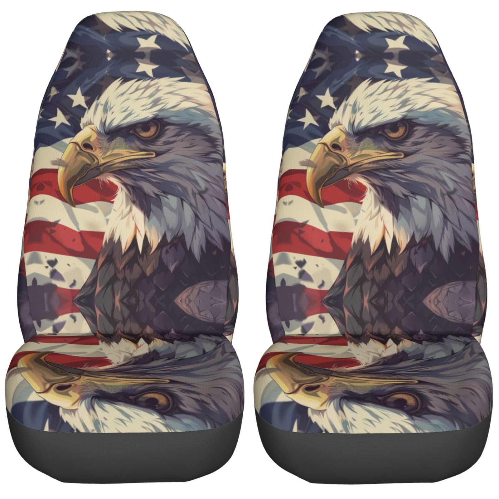 American Flag Eagle1 Car Seat Covers Set 2 Pcs Auto Interior Car Accessories Protetors Car Mat Covers Universal Fit Most Car SUV Van Truck Vehicle