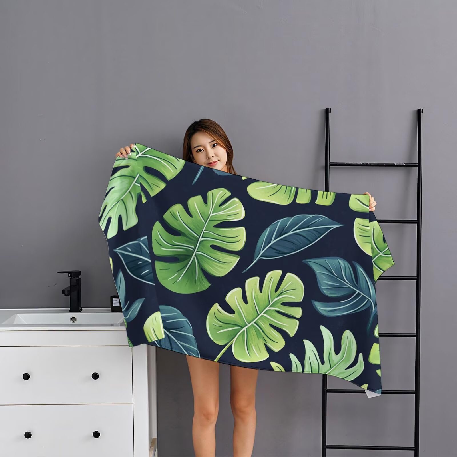 YJ-468 2 szt., bardzo duży, 100 x 220 cm, prosty, szybkoschnący ręcznik z mikrofibry, bez piasku i plażowy, lekki podróżny, kompaktowy ręcznik kempingowy z torbą do przechowywania, chłonny, dla kobiet