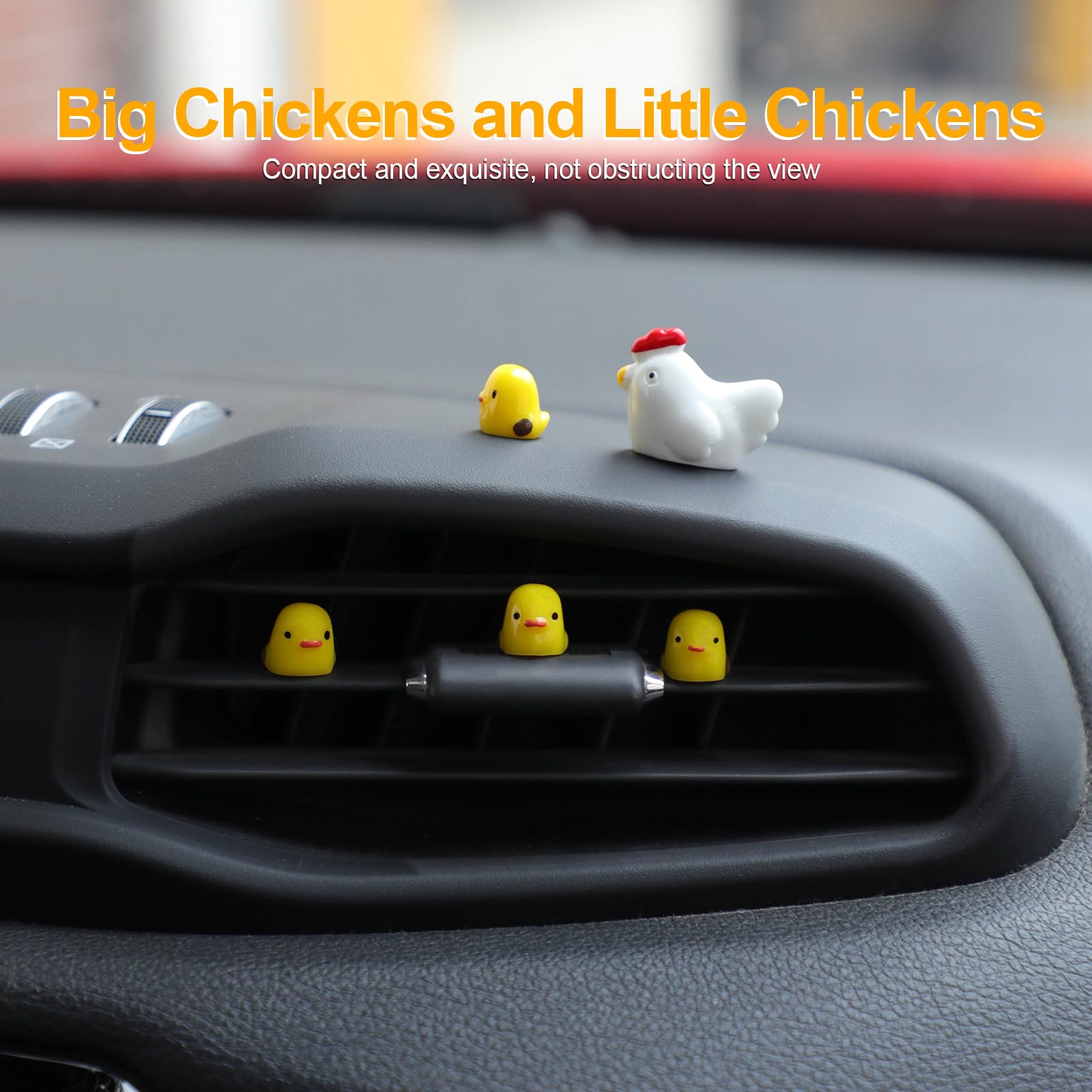Mini Chickens Car Dashboard Decors 20 Pieces Cute Rearview Mirror Ornaments Funny Interior Car Accessories for Automotive Window — view 6